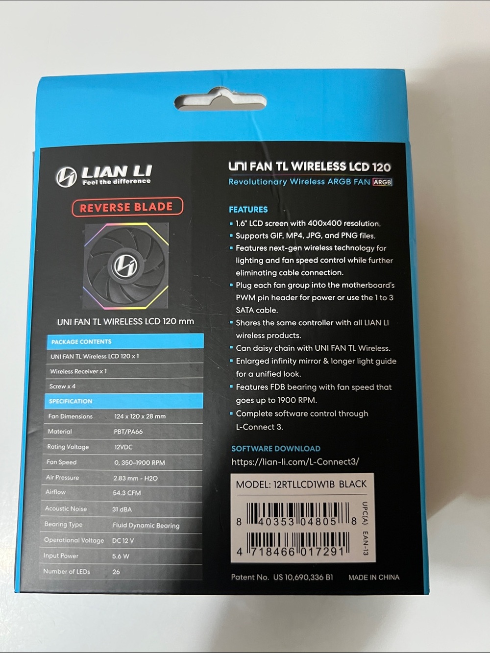 Lian Li Uni Fan TL Wireless LCD 120 ARGB Fan - Black - Picture 15 of 16